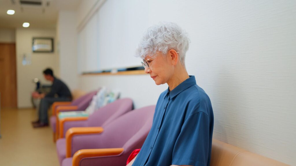 Female patient waits for her turn in a medical clinic